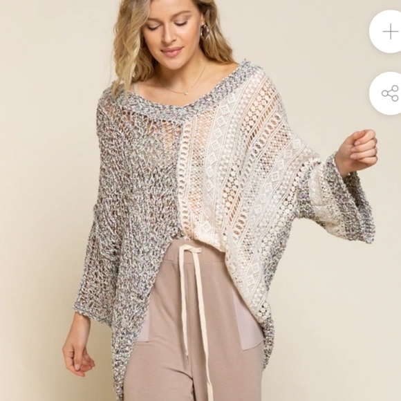 ISO POL Rainbow Knit Mixed Media Sweater - Picture 1 of 3